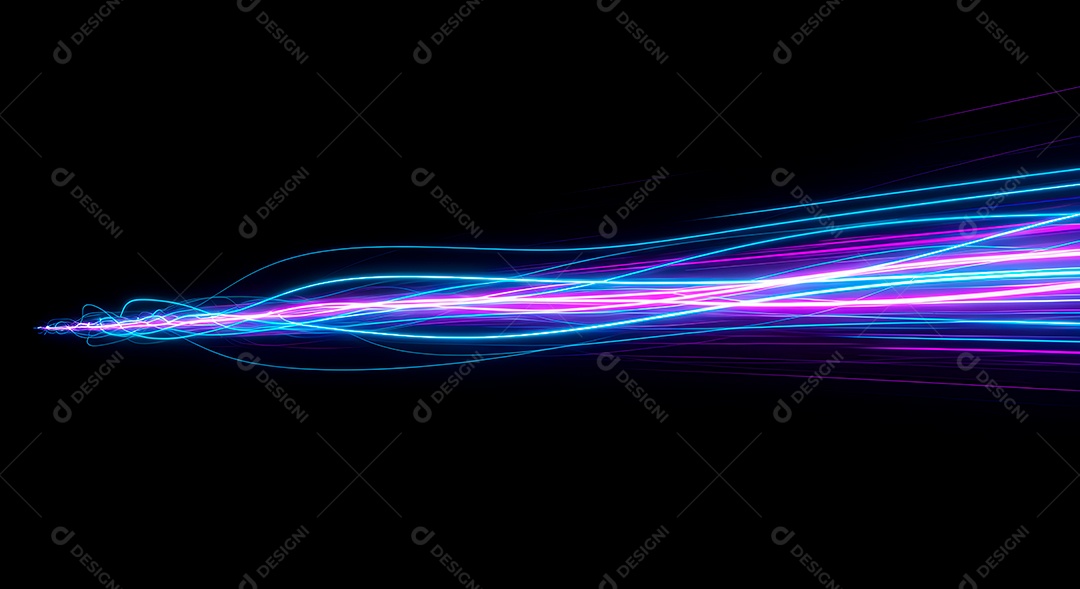 Linhas de luz de velocidade sobre fundo preto isolado