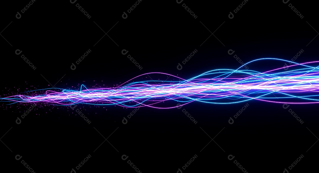 Linhas de luz de velocidade sobre fundo preto isolado