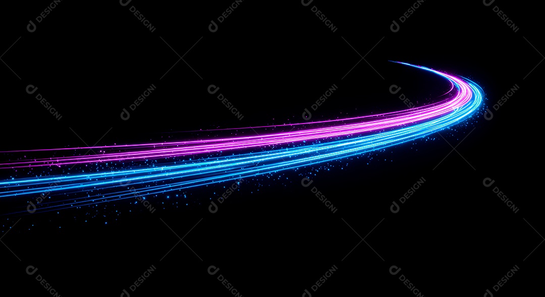 Linhas de luz de velocidade sobre fundo preto isolado