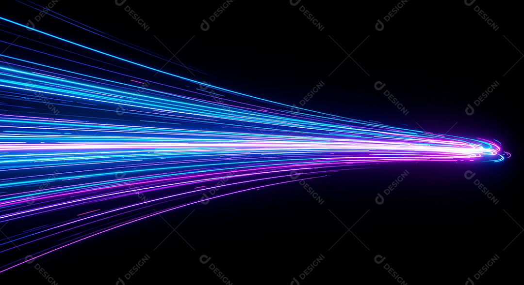 Linhas de luz de velocidade sobre fundo preto isolado