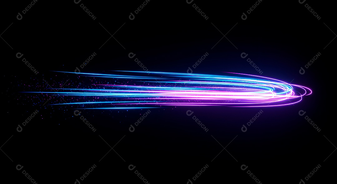 Linhas de luz de velocidade sobre fundo preto isolado