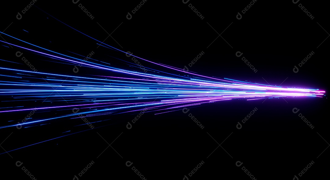 Linhas de luz de velocidade sobre fundo preto isolado