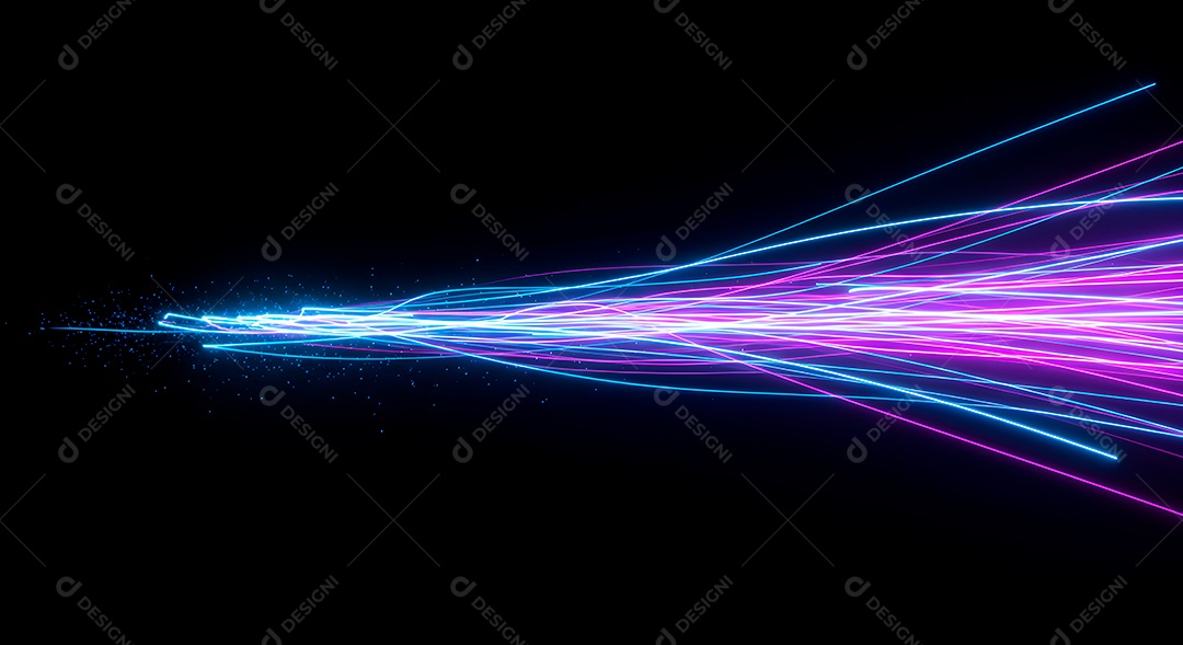 Linhas de luz de velocidade sobre fundo preto isolado