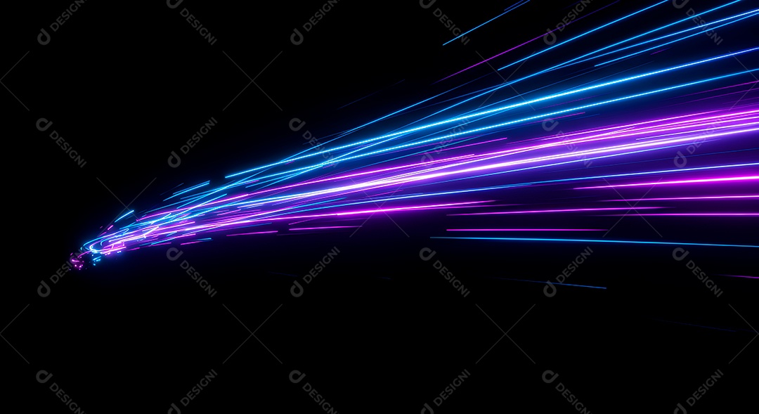 Linhas de luz de velocidade sobre fundo preto isolado