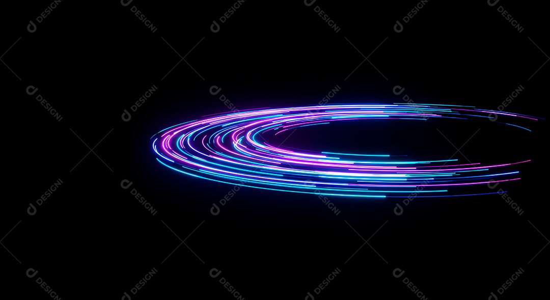 Linhas de luz de velocidade sobre fundo preto isolado