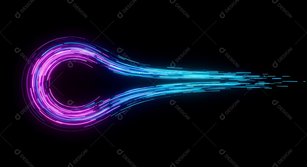 Linhas de luz de velocidade sobre fundo preto isolado