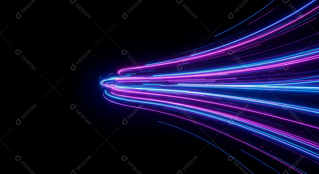 Linhas de luz de velocidade sobre fundo preto isolado