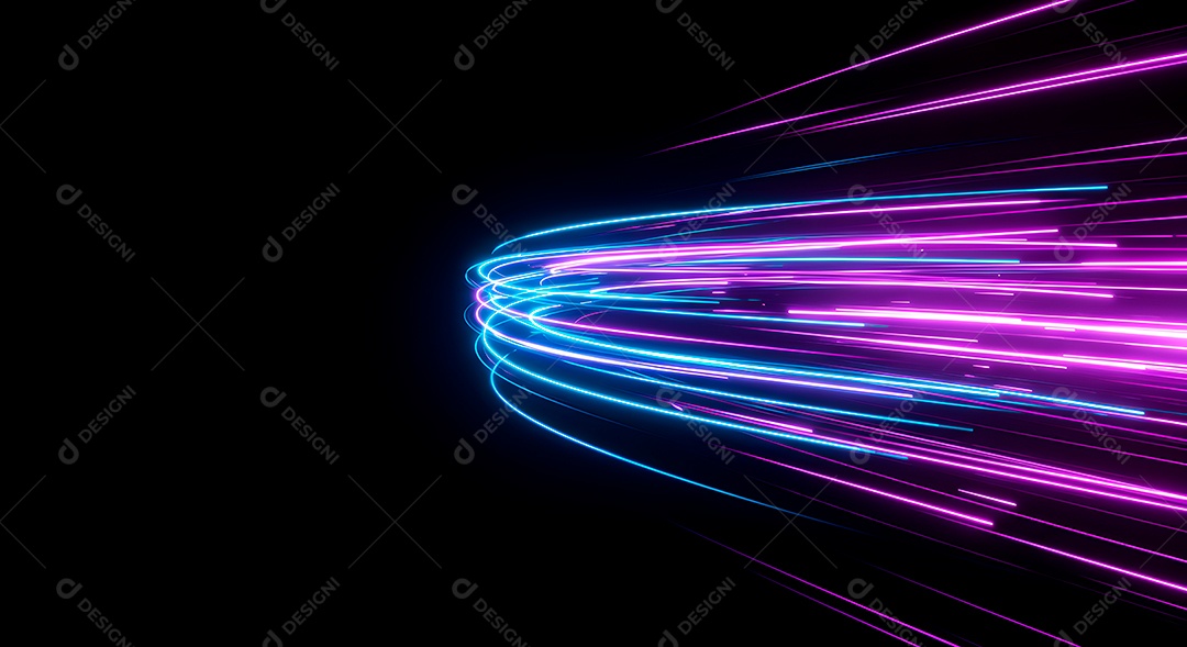 Linhas de luz de velocidade sobre fundo preto isolado