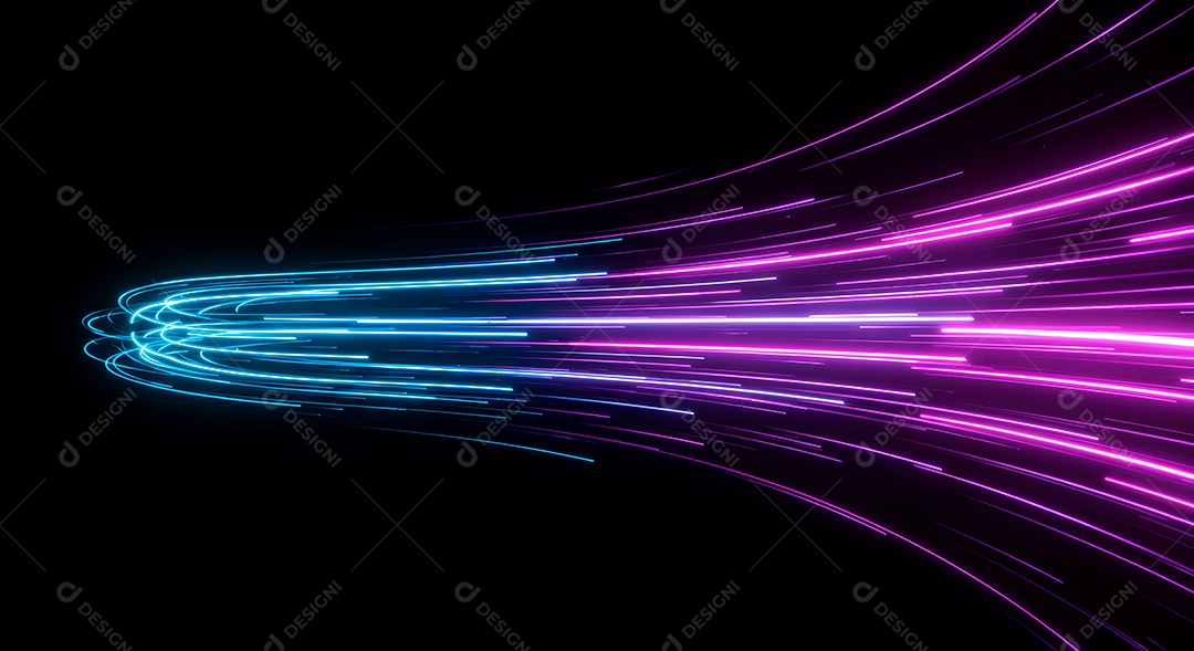 Linhas de luz de velocidade sobre fundo preto isolado