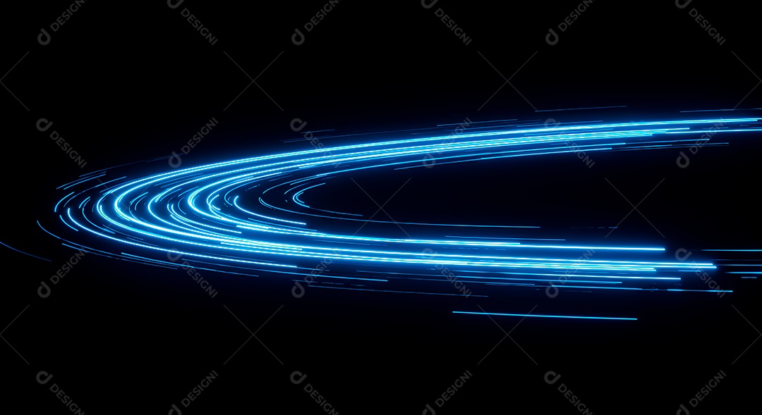 Linhas de luz de velocidade sobre fundo preto isolado