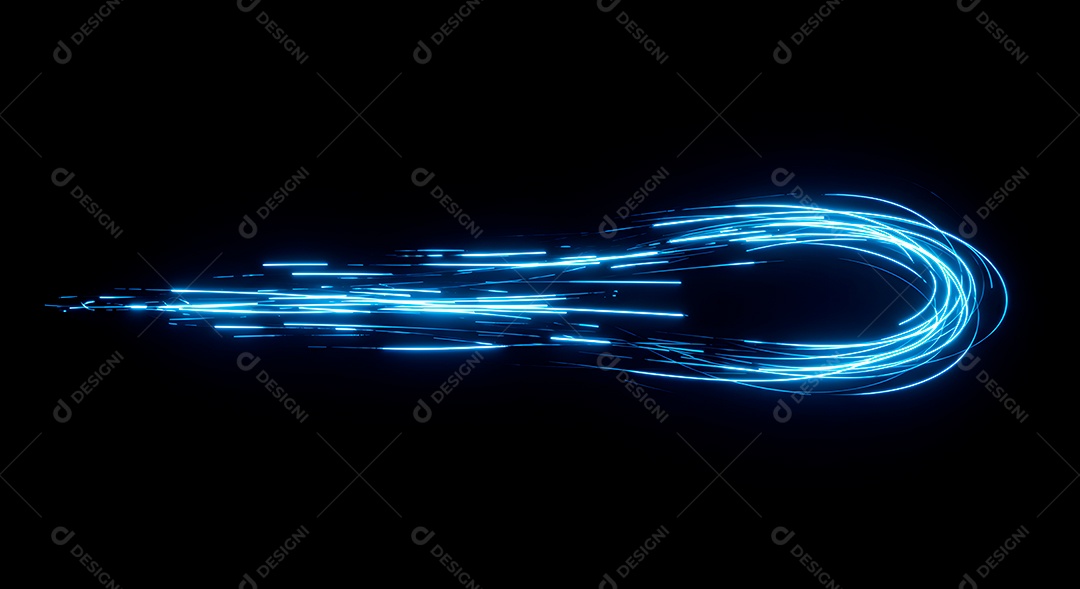 Linhas de luz de velocidade sobre fundo preto isolado