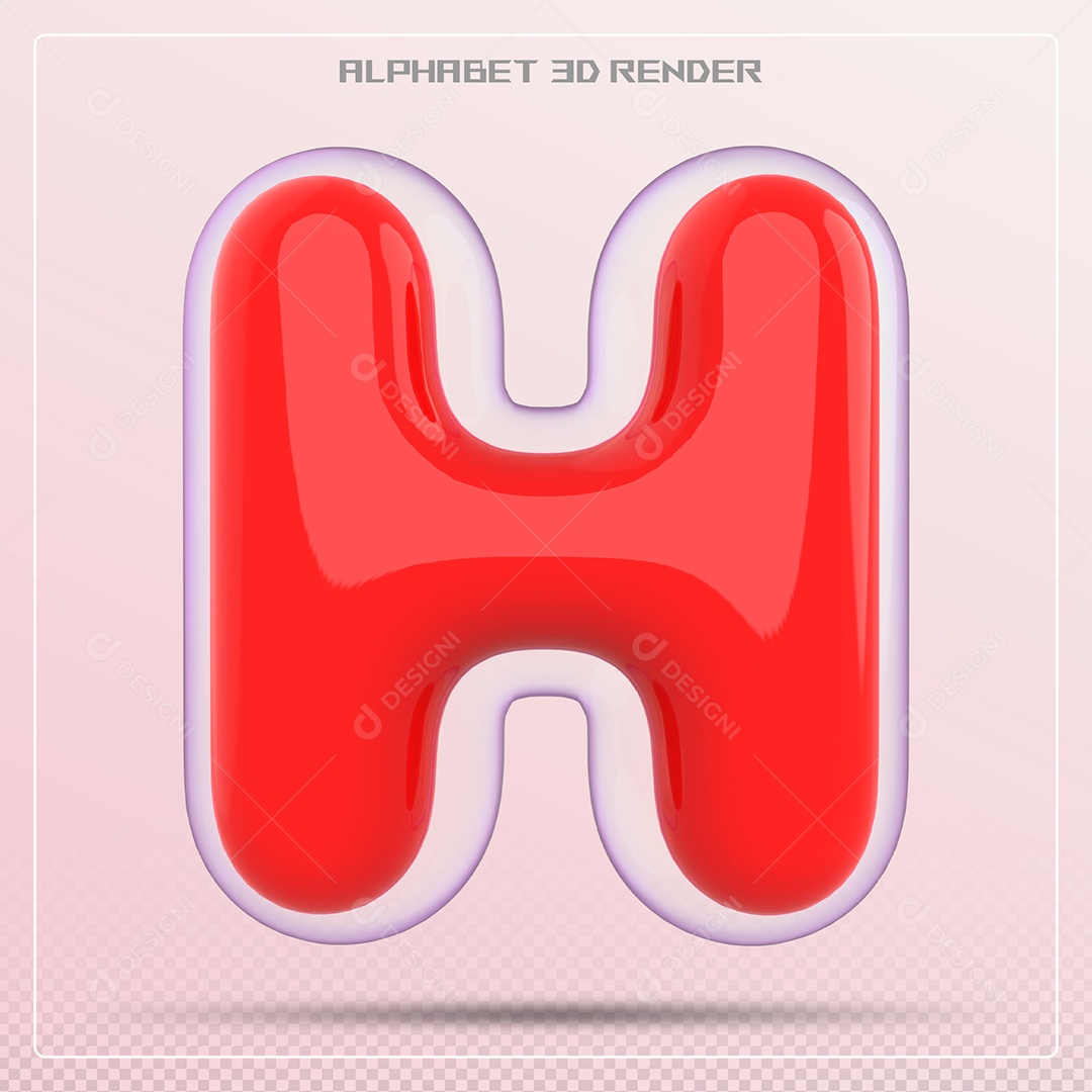 Letra Vermelha H Maiúscula Elemento 3D Para Composição PSD