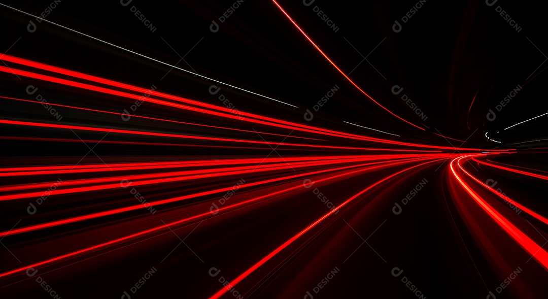 Linhas de luz de velocidade sobre fundo preto isolado