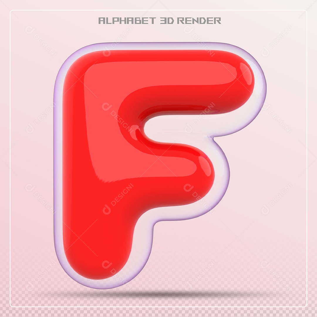 Letra Vermelha F Maiúscula Elemento 3D Para Composição PSD