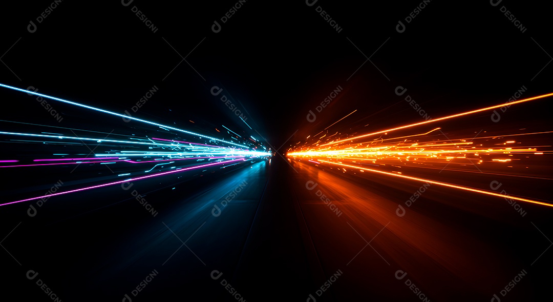 Linhas de luz de velocidade sobre fundo preto isolado