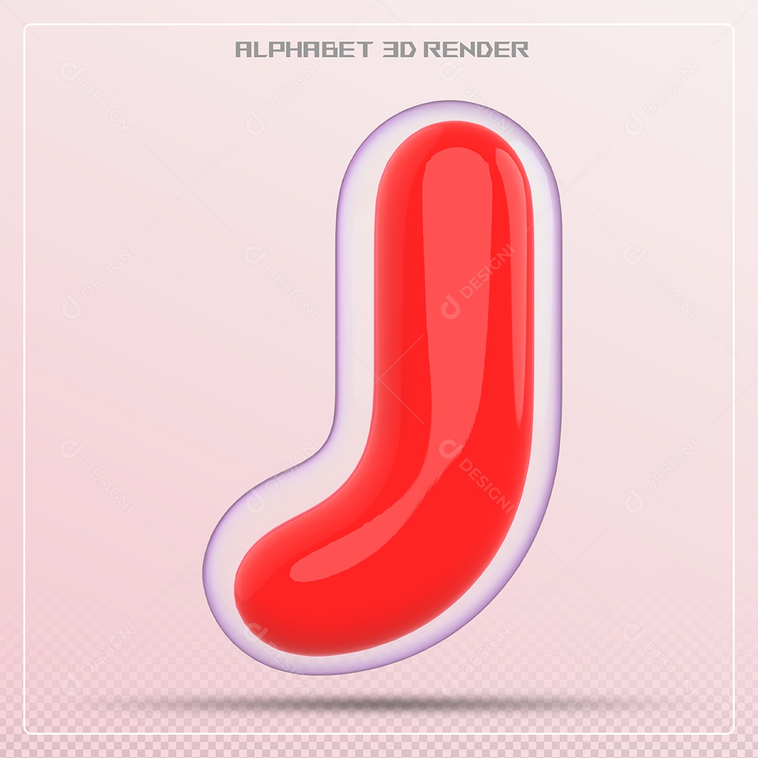 Letra Vermelha J Maiúscula Elemento 3D Para Composição PSD