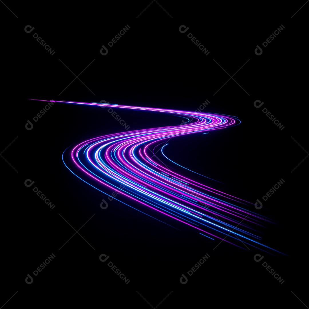 Linhas de luz de velocidade sobre fundo preto isolado