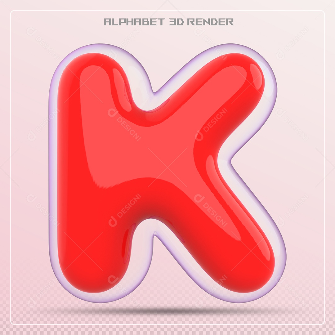 Letra Vermelha K Maiúscula Elemento 3D Para Composição PSD