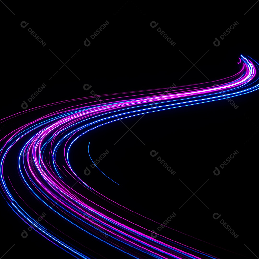 Linhas de luz de velocidade sobre fundo preto isolado