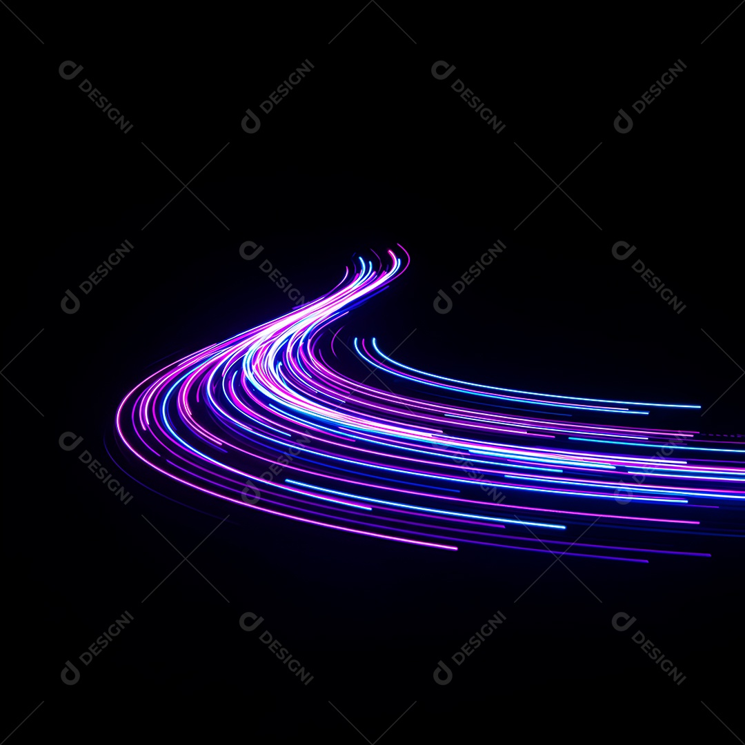 Linhas de luz de velocidade sobre fundo preto isolado