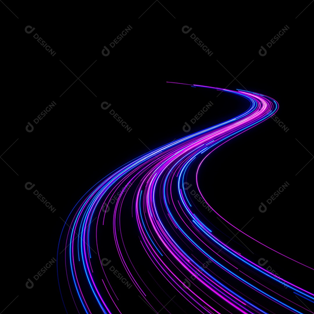 Linhas de luz de velocidade sobre fundo preto isolado