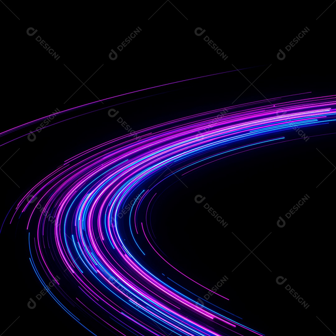 Linhas de luz de velocidade sobre fundo preto isolado