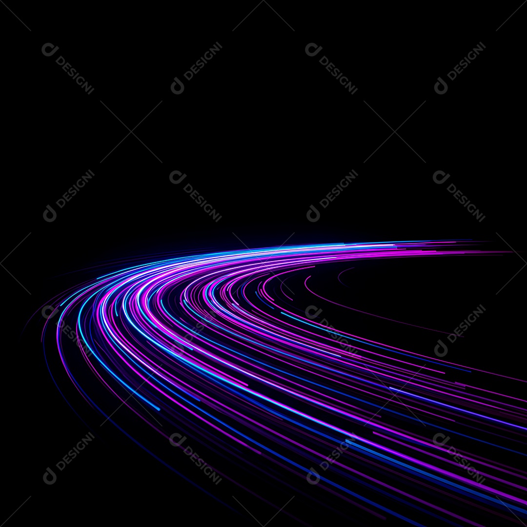 Linhas de luz de velocidade sobre fundo preto isolado