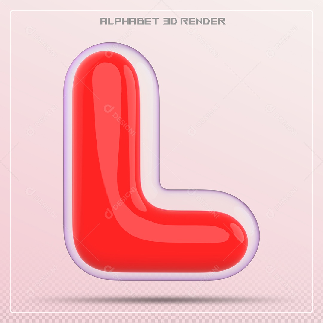 Letra Vermelha L Maiúscula Elemento 3D Para Composição PSD