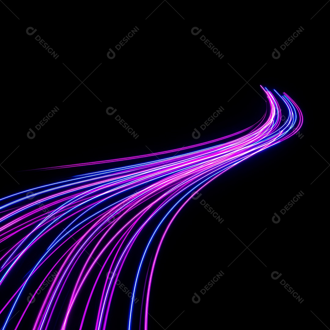 Linhas de luz de velocidade sobre fundo preto isolado