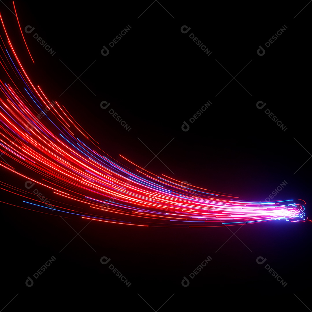 Linhas de luz de velocidade sobre fundo preto isolado