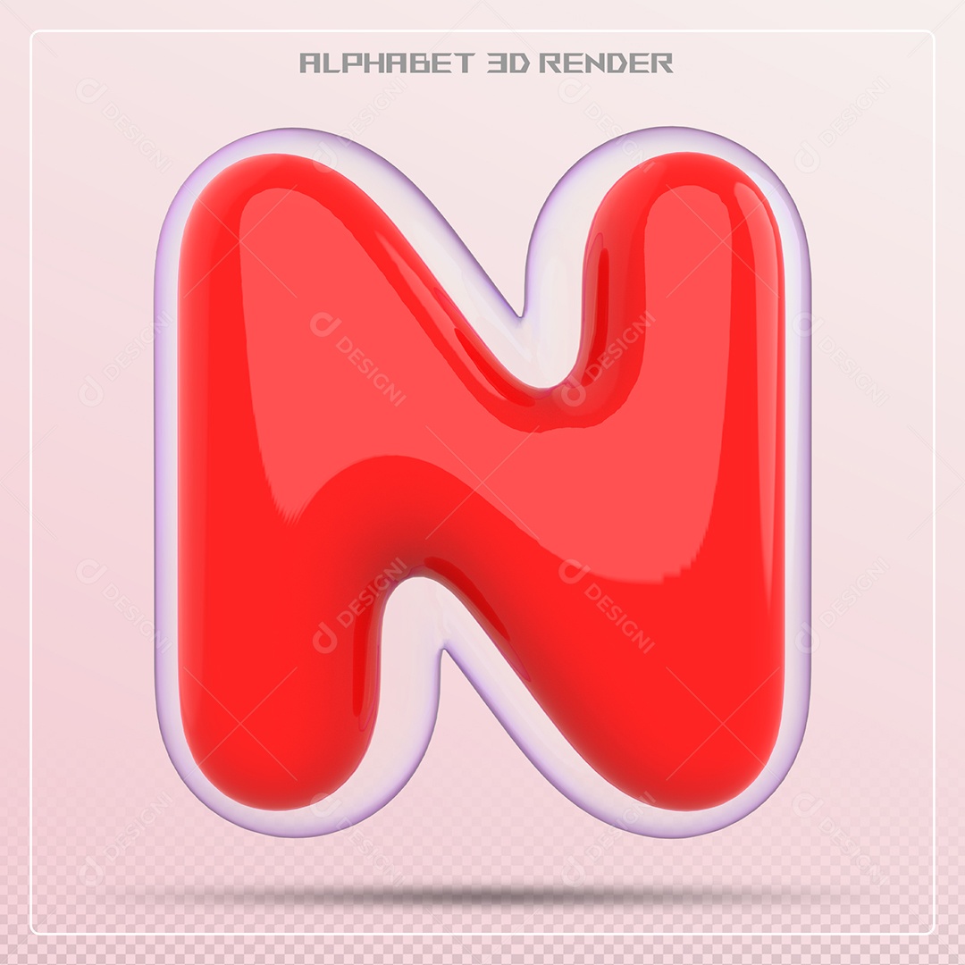 Letra Vermelha N Maiúscula Elemento 3D Para Composição PSD