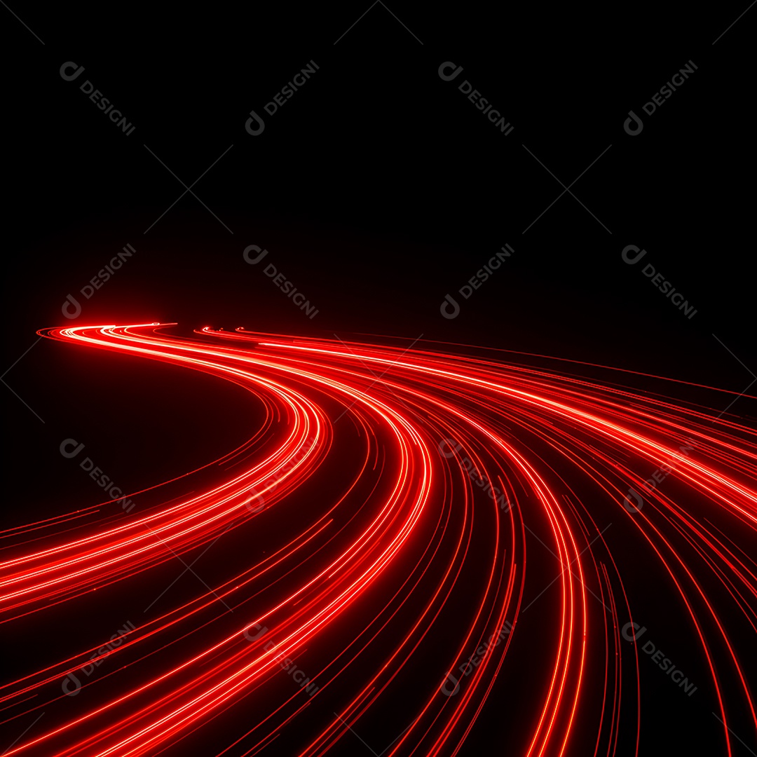 Linhas de luz de velocidade sobre fundo preto isolado