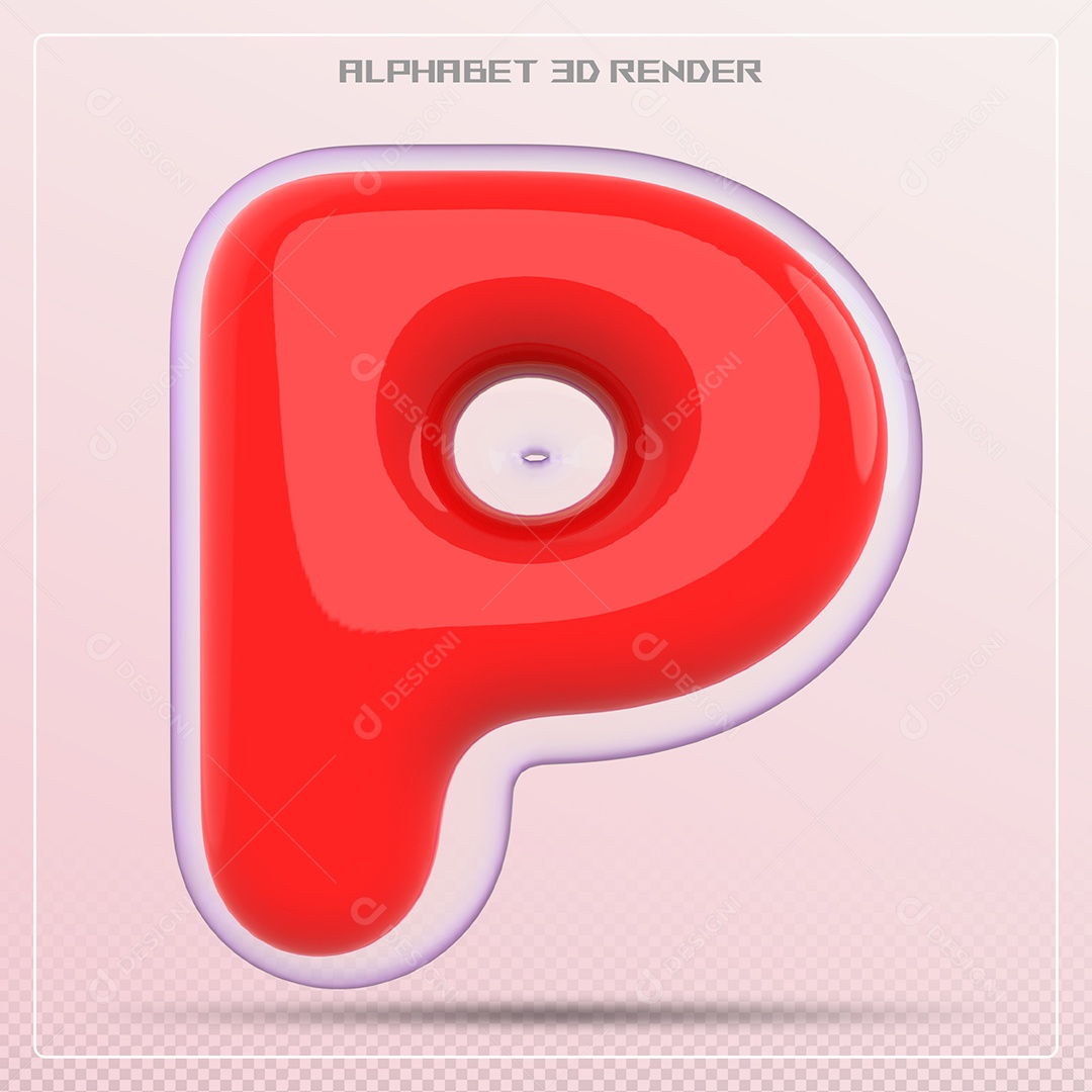 Letra Vermelha P Maiúscula Elemento 3D Para Composição PSD
