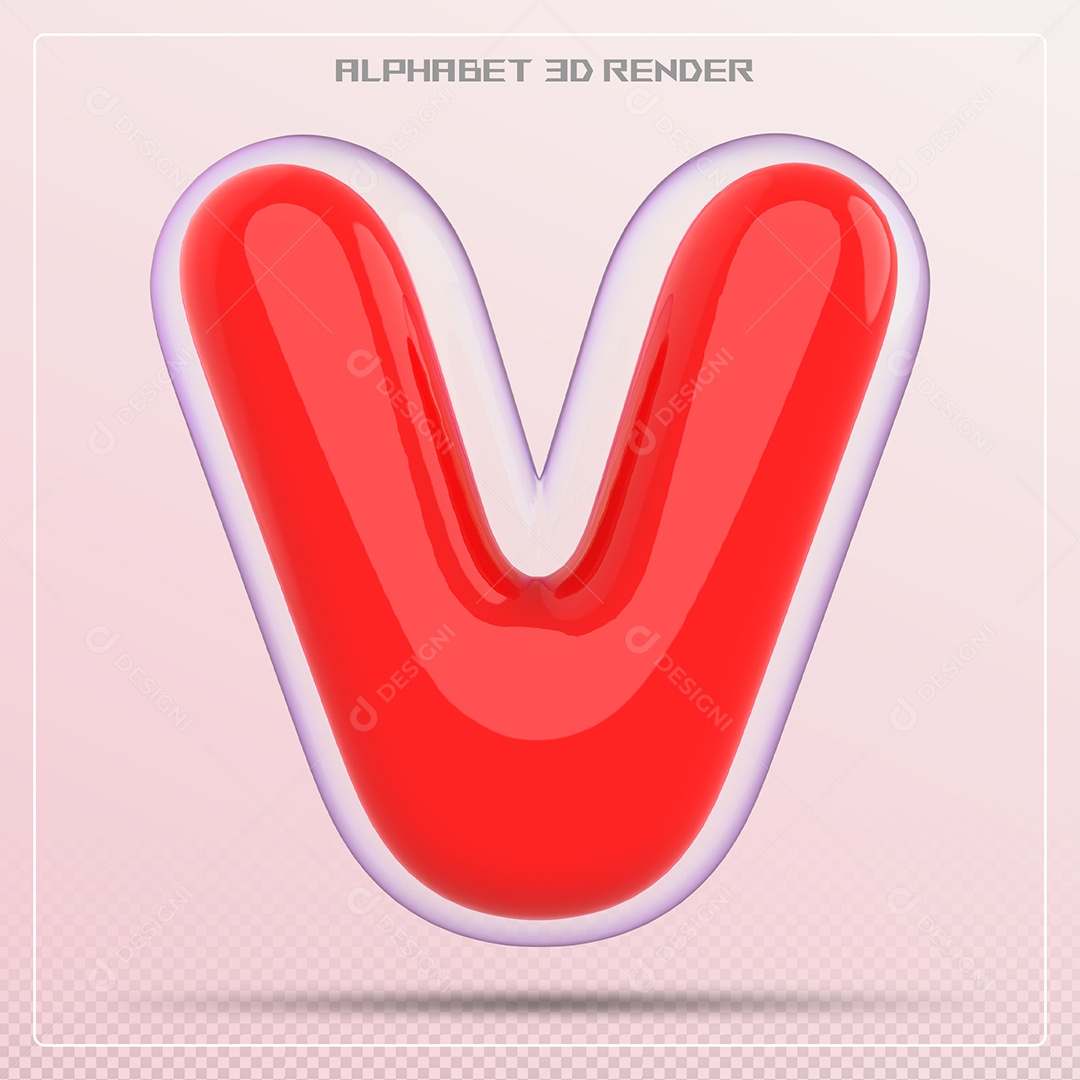 Letra Vermelha V Maiúscula Elemento 3D Para Composição PSD