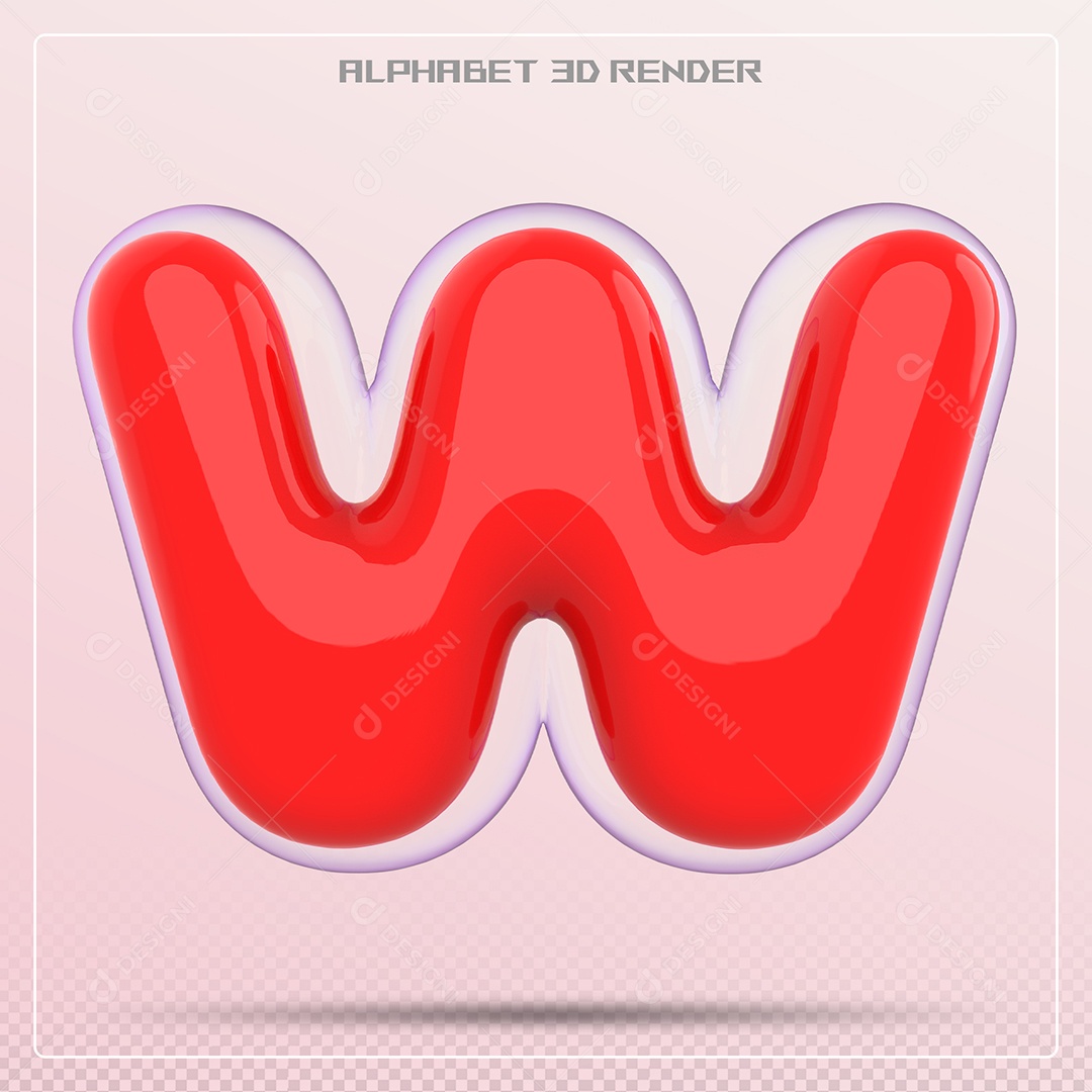 Letra Vermelha W Maiúscula Elemento 3D Para Composição PSD