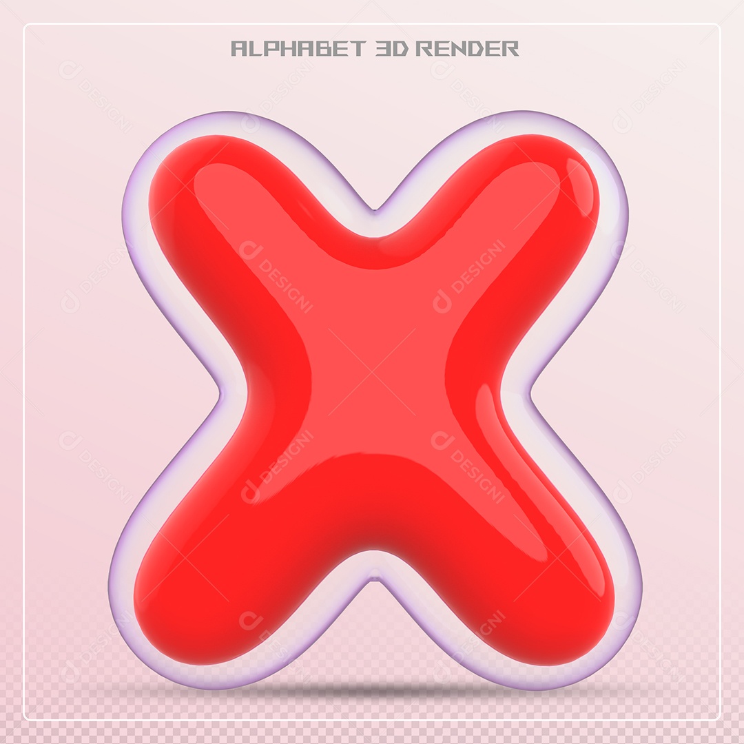 Letra Vermelha X Maiúscula Elemento 3D Para Composição PSD