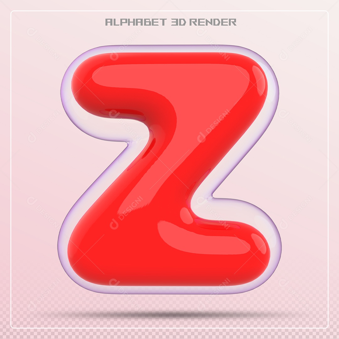 Letra Vermelha Z Maiúscula Elemento 3D Para Composição PSD