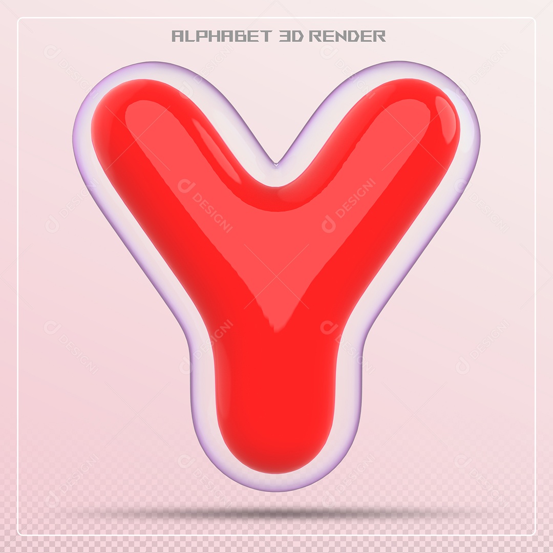 Letra Vermelha Y Maiúscula Elemento 3D Para Composição PSD