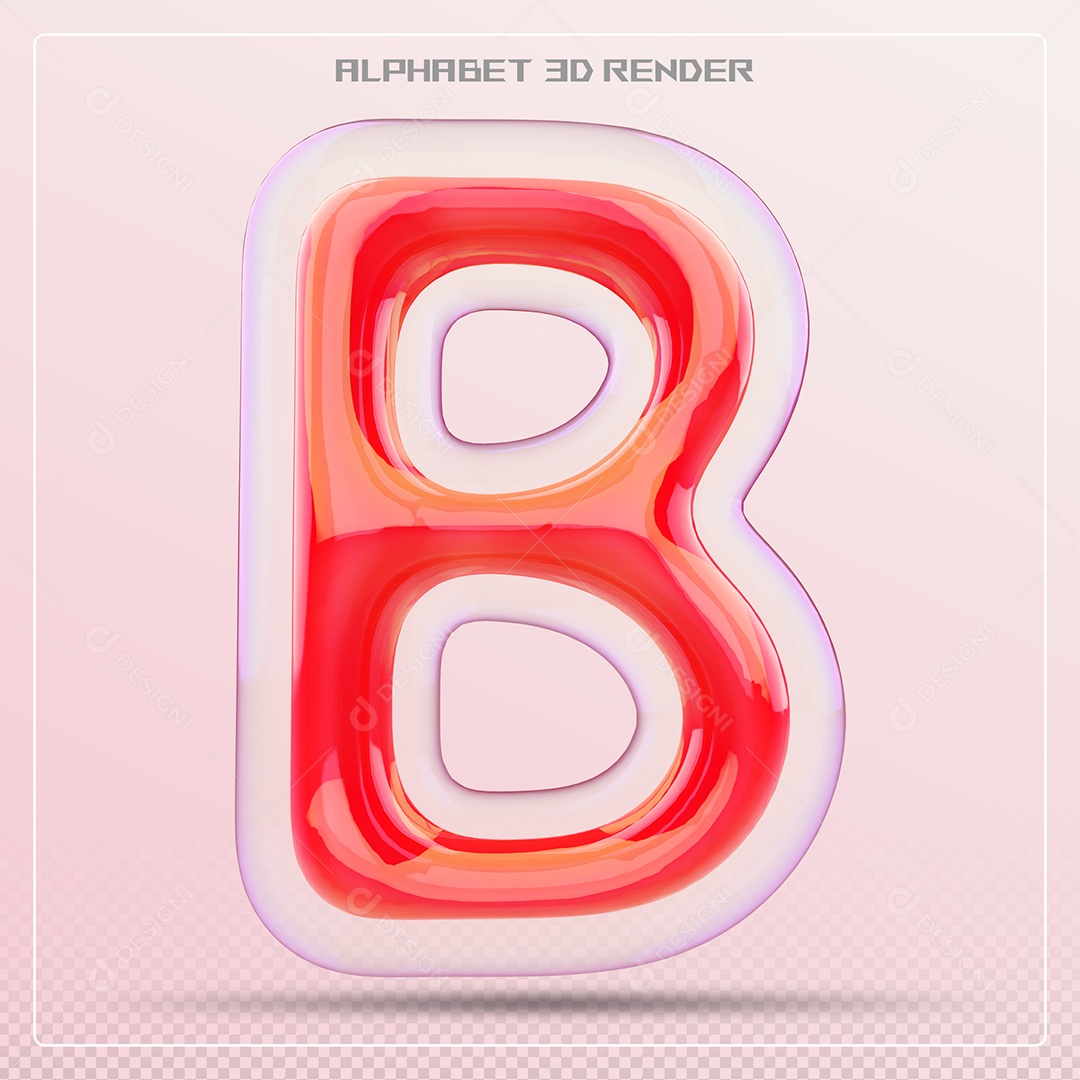 Letra Vermelha B Maiúscula Elemento 3D Para Composição PSD