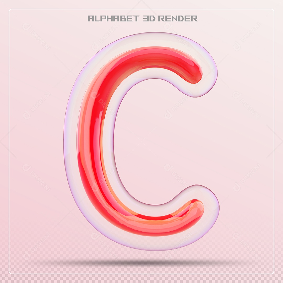 Letra Vermelha C Maiúscula Elemento 3D Para Composição PSD