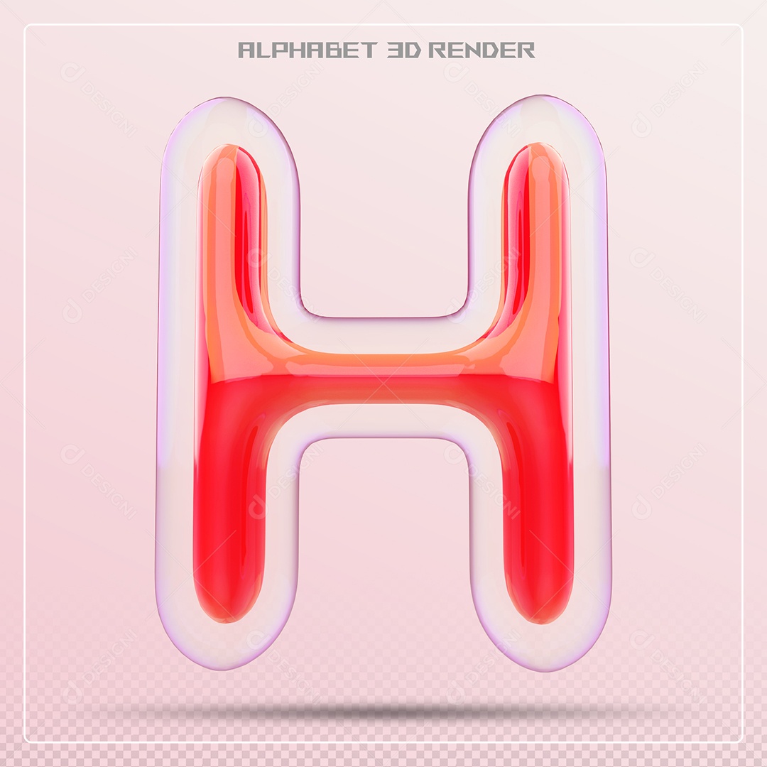 Letra Vermelha H Maiúscula Elemento 3D Para Composição PSD