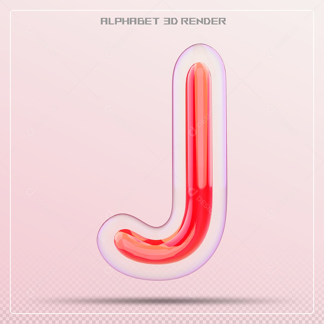Letra Vermelha J Maiúscula Elemento 3D Para Composição PSD
