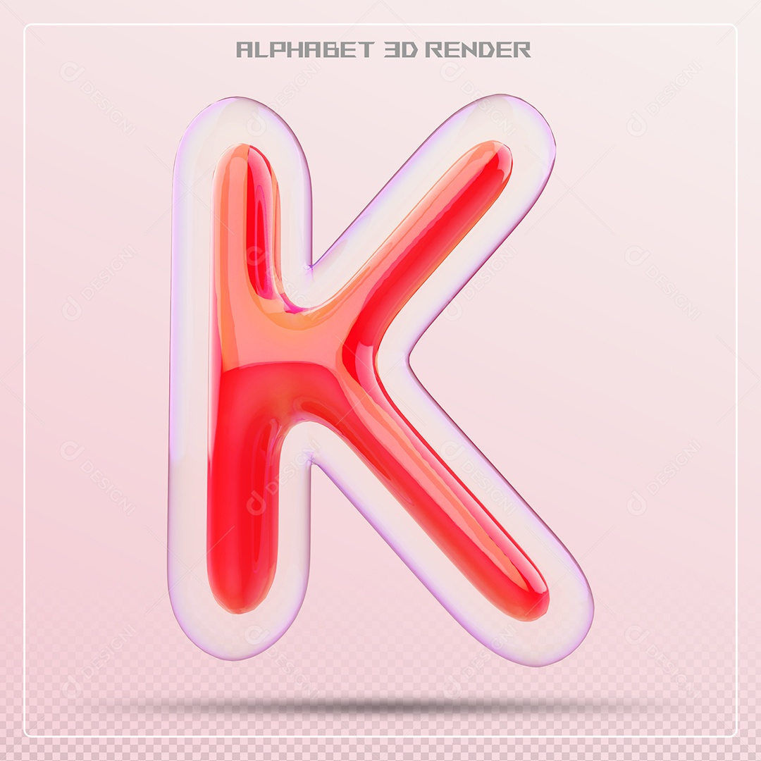 Letra Vermelha K Maiúscula Elemento 3D Para Composição PSD