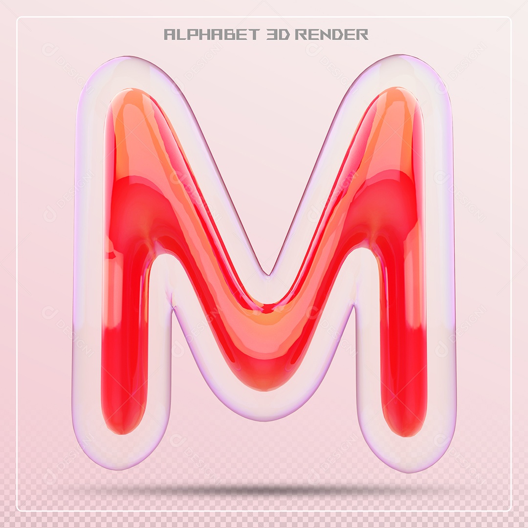 Letra Vermelha M Maiúscula Elemento 3D Para Composição PSD