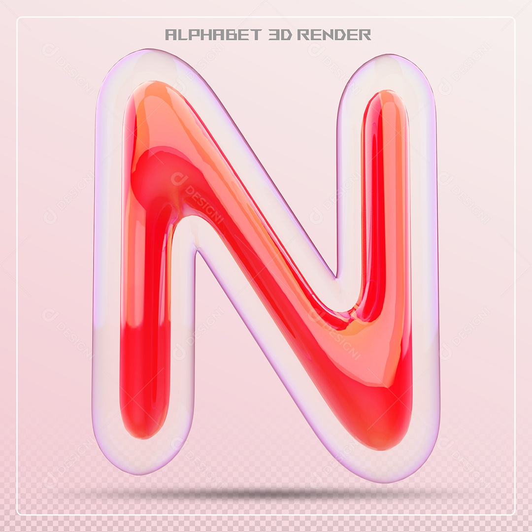 Letra Vermelha N Maiúscula Elemento 3D Para Composição PSD