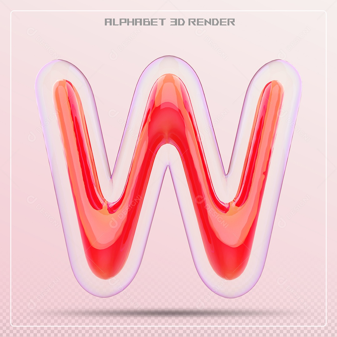 Letra Vermelha W Maiúscula Elemento 3D Para Composição PSD