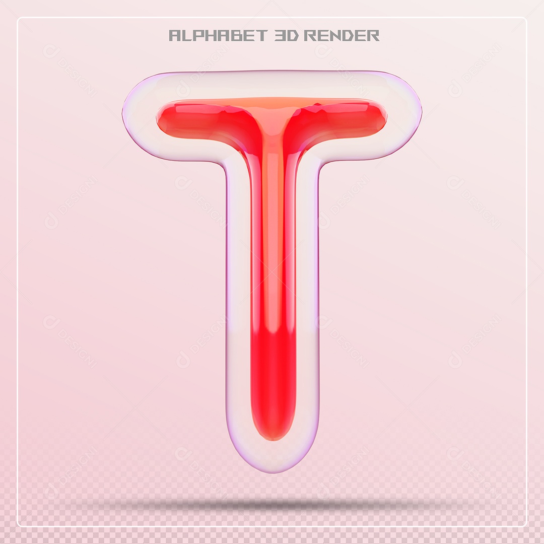 Letra Vermelha T Maiúscula Elemento 3D Para Composição PSD