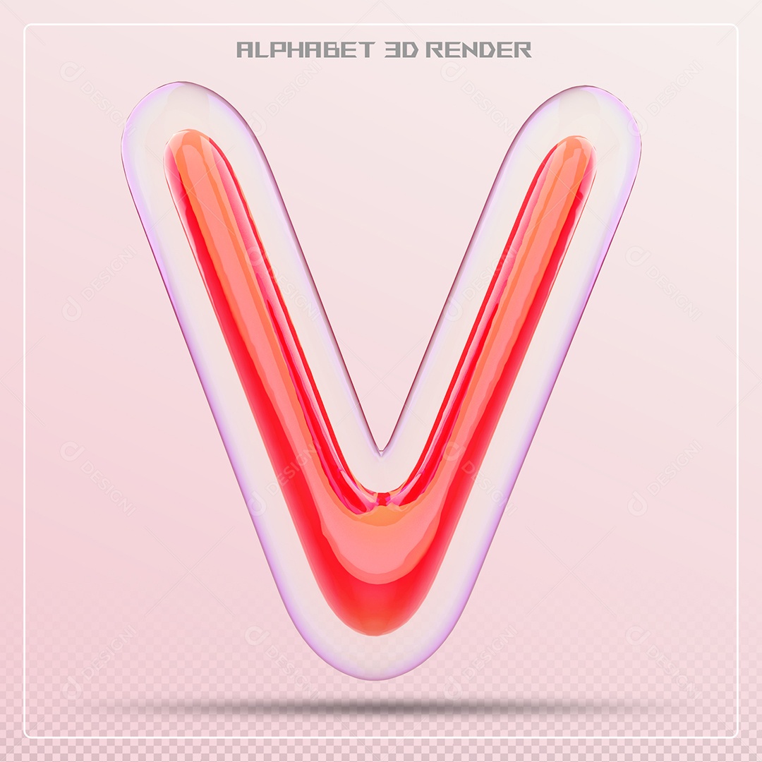 Letra Vermelha V Maiúscula Elemento 3D Para Composição PSD