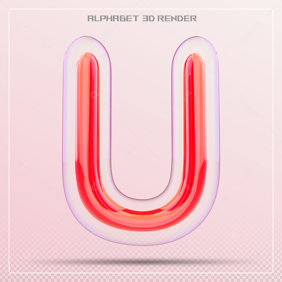 Letra Vermelha U Maiúscula Elemento 3D Para Composição PSD