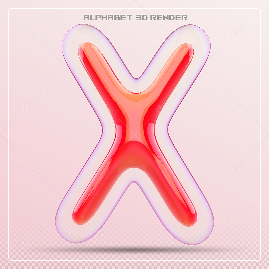 Letra Vermelha X Maiúscula Elemento 3D Para Composição PSD